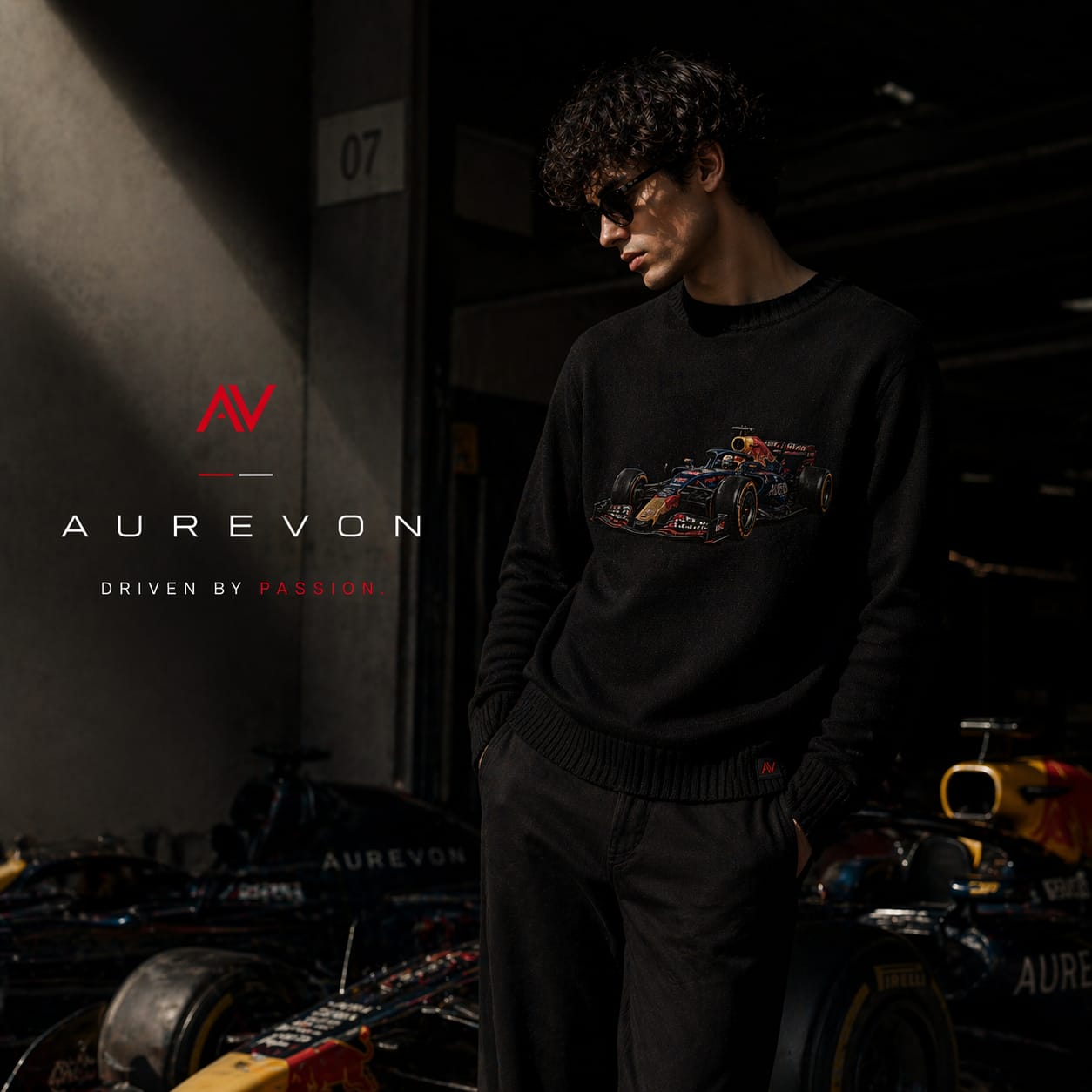 AUREVON Motorsport Embroidered Black Knitwear